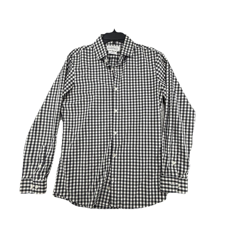Mizzen+Main Dress‎ Shirt Trim Fit Plaid Wicking Stretch Long Sleeve Mens Large
